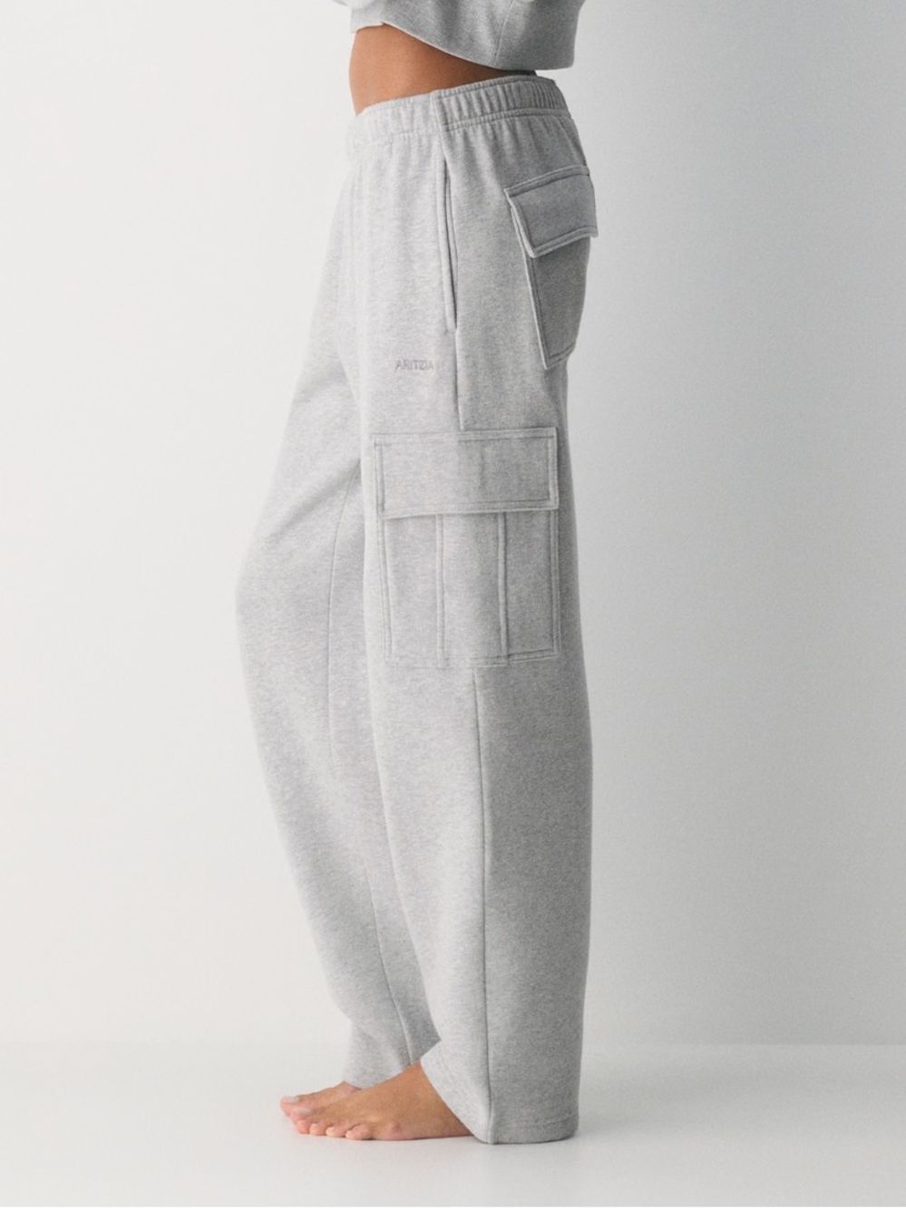 Aritzia Cozy Sweatfleece Heather Chrome Mega Cargo Sweatpants